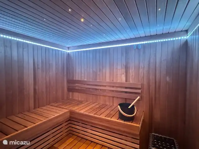 Onze sauna met stoomfunctie.
